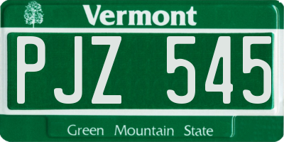 VT license plate PJZ545