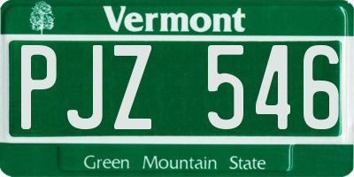 VT license plate PJZ546