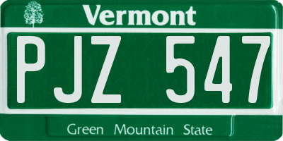 VT license plate PJZ547