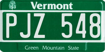 VT license plate PJZ548