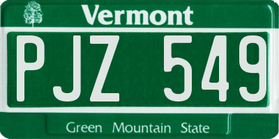 VT license plate PJZ549