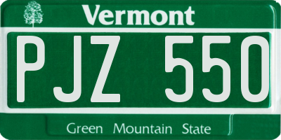 VT license plate PJZ550