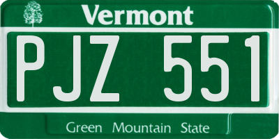 VT license plate PJZ551