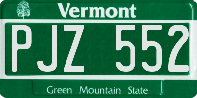 VT license plate PJZ552