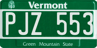 VT license plate PJZ553