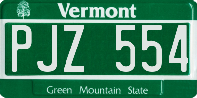 VT license plate PJZ554