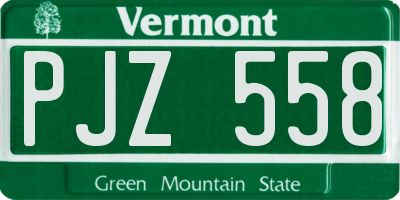 VT license plate PJZ558