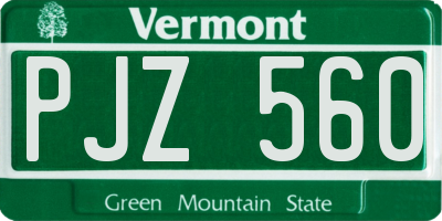 VT license plate PJZ560