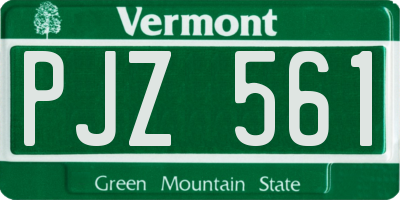 VT license plate PJZ561