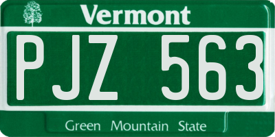 VT license plate PJZ563