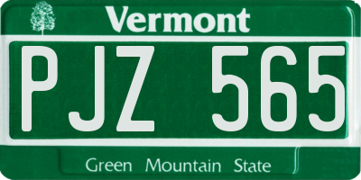 VT license plate PJZ565