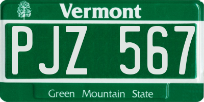 VT license plate PJZ567