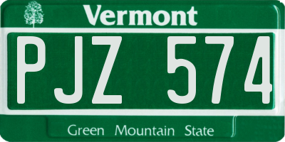 VT license plate PJZ574