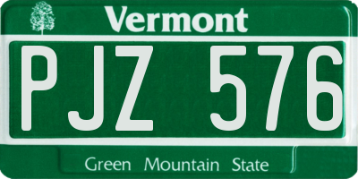 VT license plate PJZ576