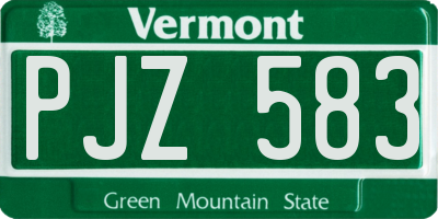 VT license plate PJZ583