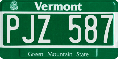 VT license plate PJZ587