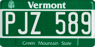 VT license plate PJZ589
