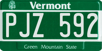 VT license plate PJZ592
