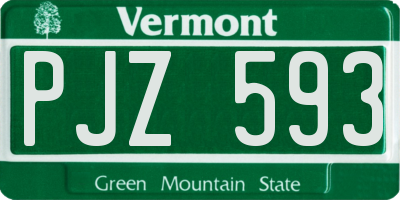 VT license plate PJZ593