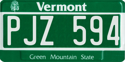 VT license plate PJZ594