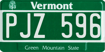 VT license plate PJZ596