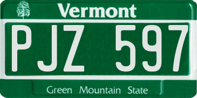 VT license plate PJZ597