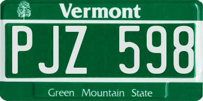 VT license plate PJZ598