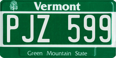 VT license plate PJZ599