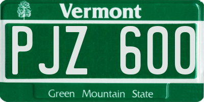 VT license plate PJZ600