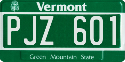 VT license plate PJZ601