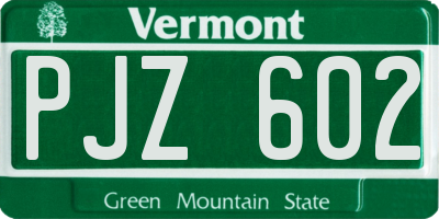 VT license plate PJZ602