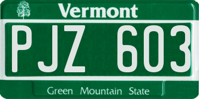 VT license plate PJZ603