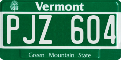 VT license plate PJZ604
