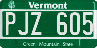 VT license plate PJZ605
