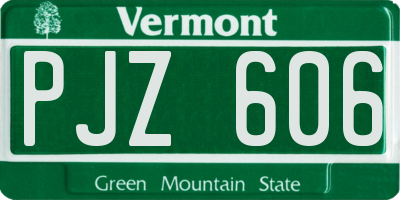 VT license plate PJZ606