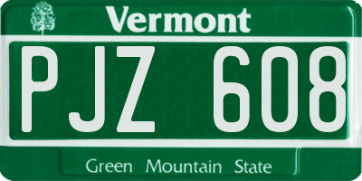VT license plate PJZ608