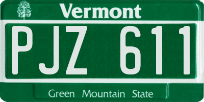 VT license plate PJZ611