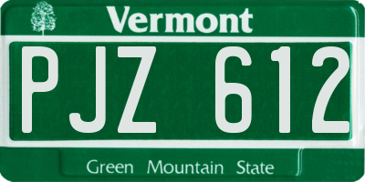 VT license plate PJZ612