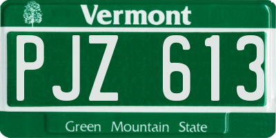 VT license plate PJZ613