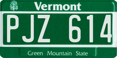 VT license plate PJZ614