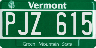 VT license plate PJZ615