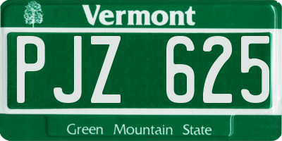 VT license plate PJZ625