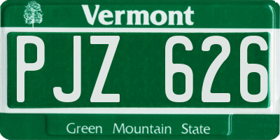 VT license plate PJZ626
