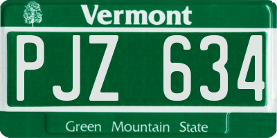 VT license plate PJZ634