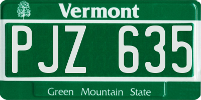 VT license plate PJZ635
