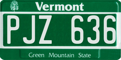 VT license plate PJZ636