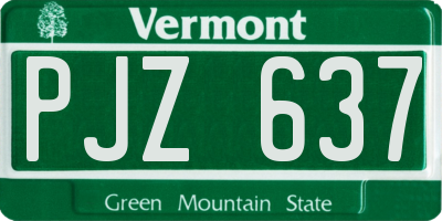 VT license plate PJZ637