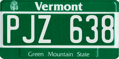 VT license plate PJZ638