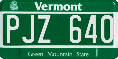 VT license plate PJZ640