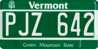 VT license plate PJZ642